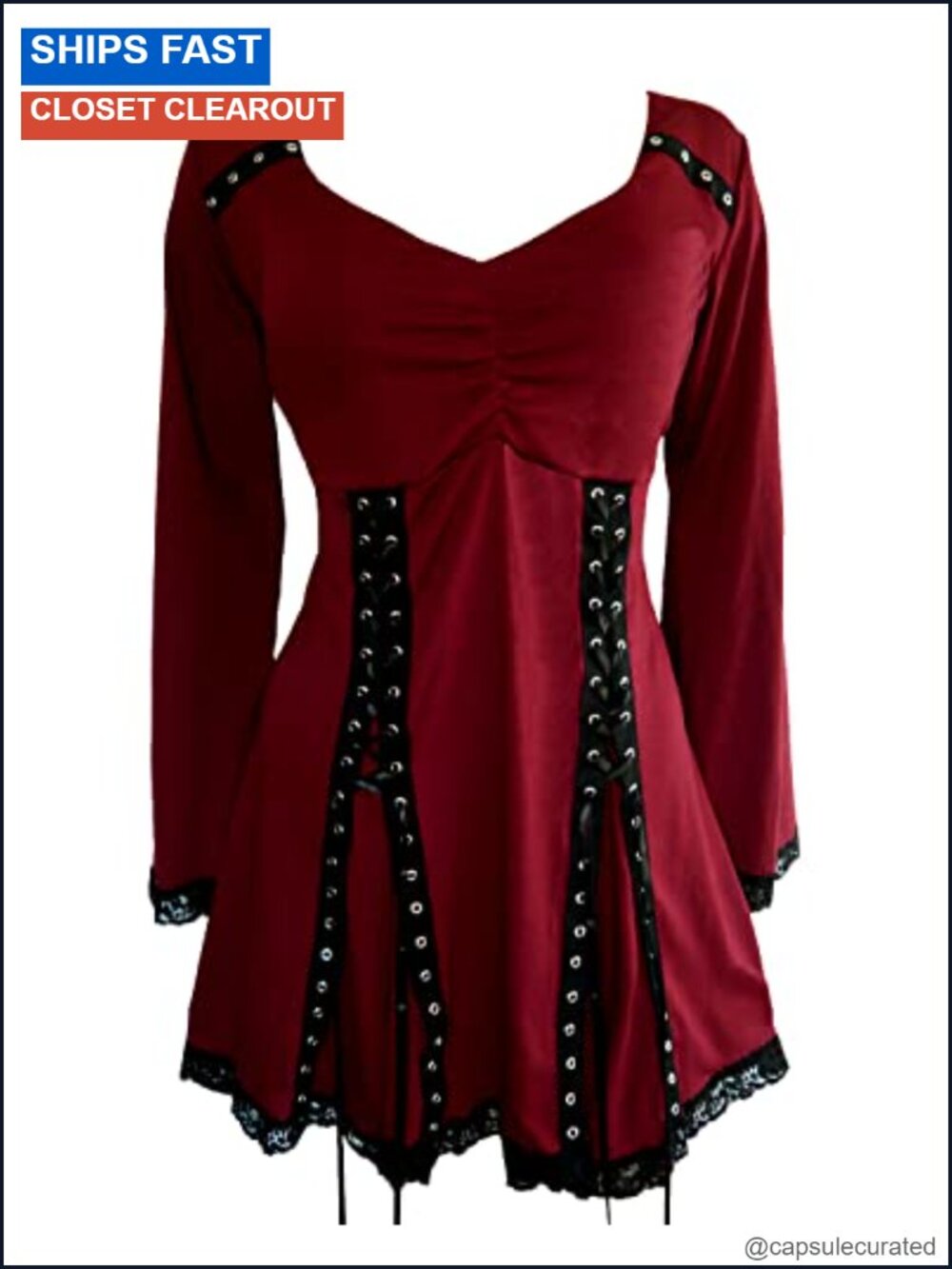 Women's Lace Trim Corset Tunic Top Peasant Blouse Steampunk Cosplay
